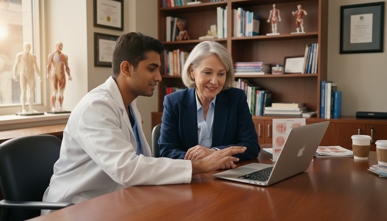 Dermatology resident and mentor discussing program culture and career planning Dermatology resident and mentor discussing program culture and career planning - DO graduate residency for Resident Turnover