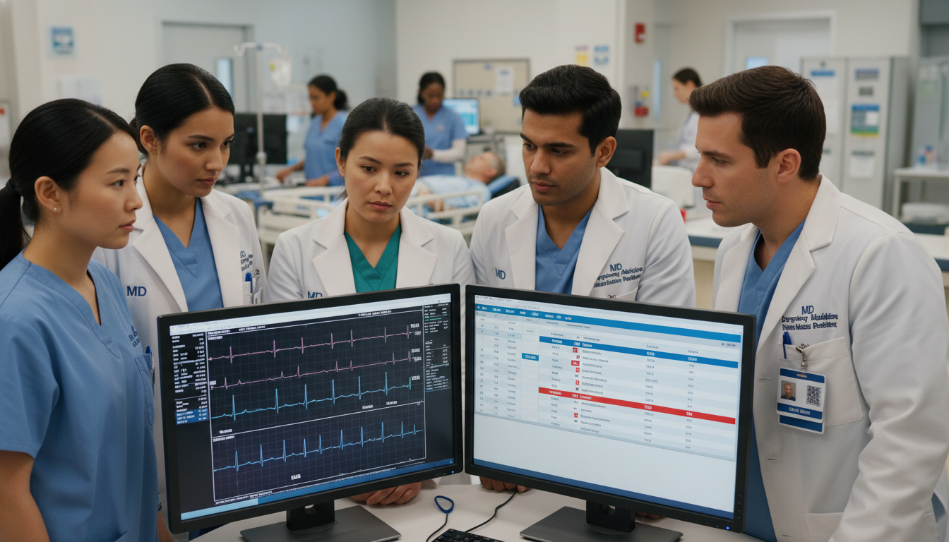 Emergency Medicine and Internal Medicine residents collaborating on patient care - DO graduate residency for Common Interview