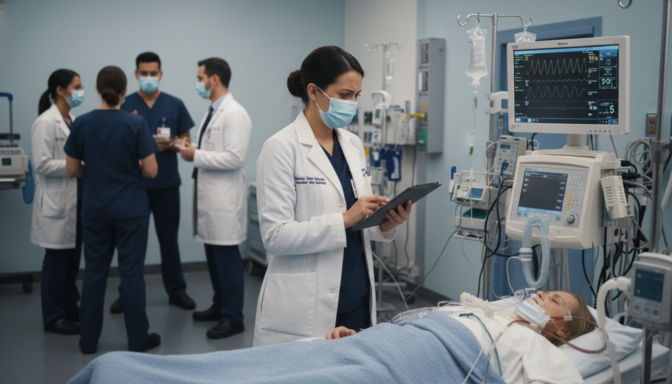 Emergency Medicine Internal Medicine resident caring for a critically ill patient - DO graduate residency for Common Intervie