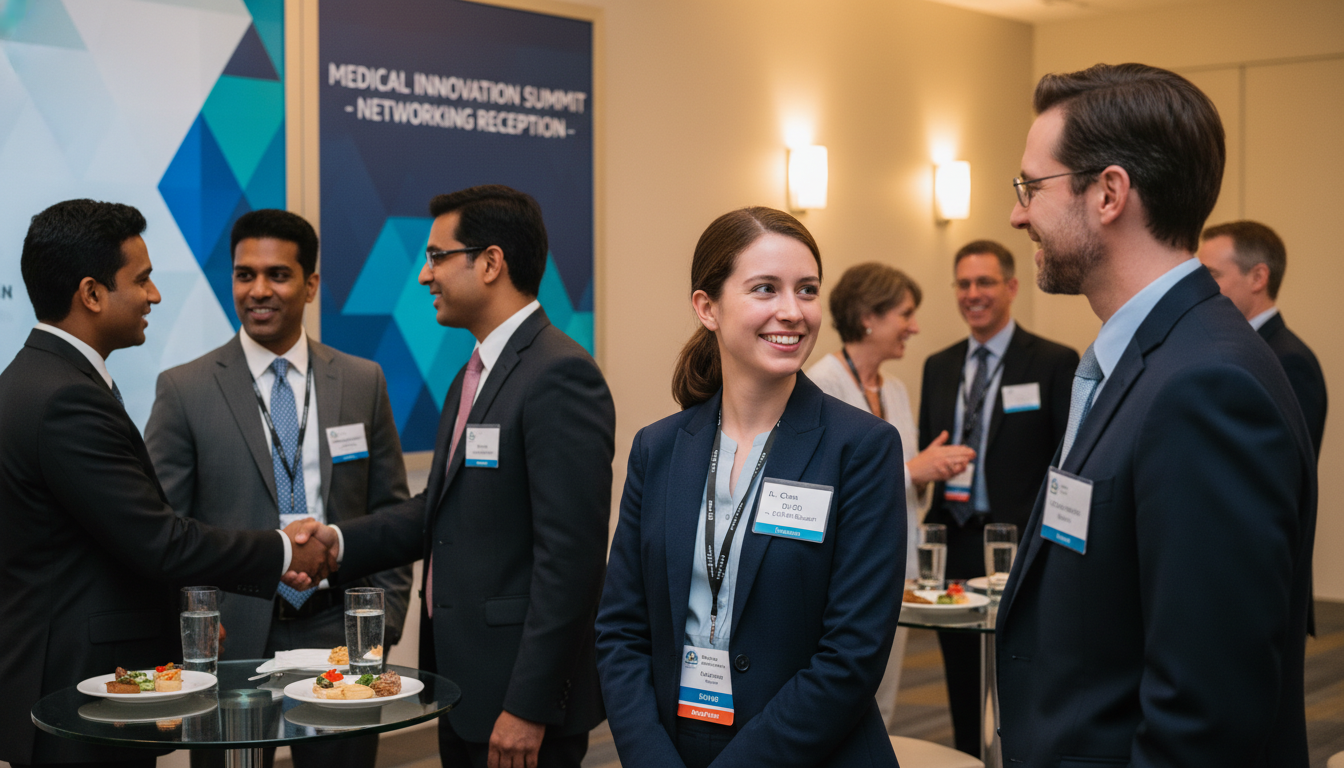 Doctors networking at a medical conference reception - DO graduate residency for Networking in Medicine for DO Graduate in Em