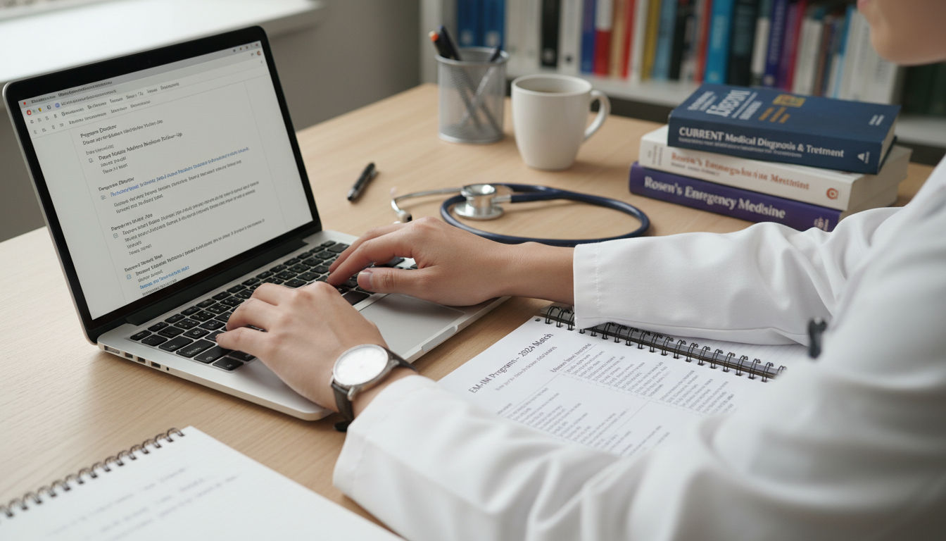 Osteopathic Emergency Medicine-Internal Medicine applicant preparing professional email communication - DO graduate residency