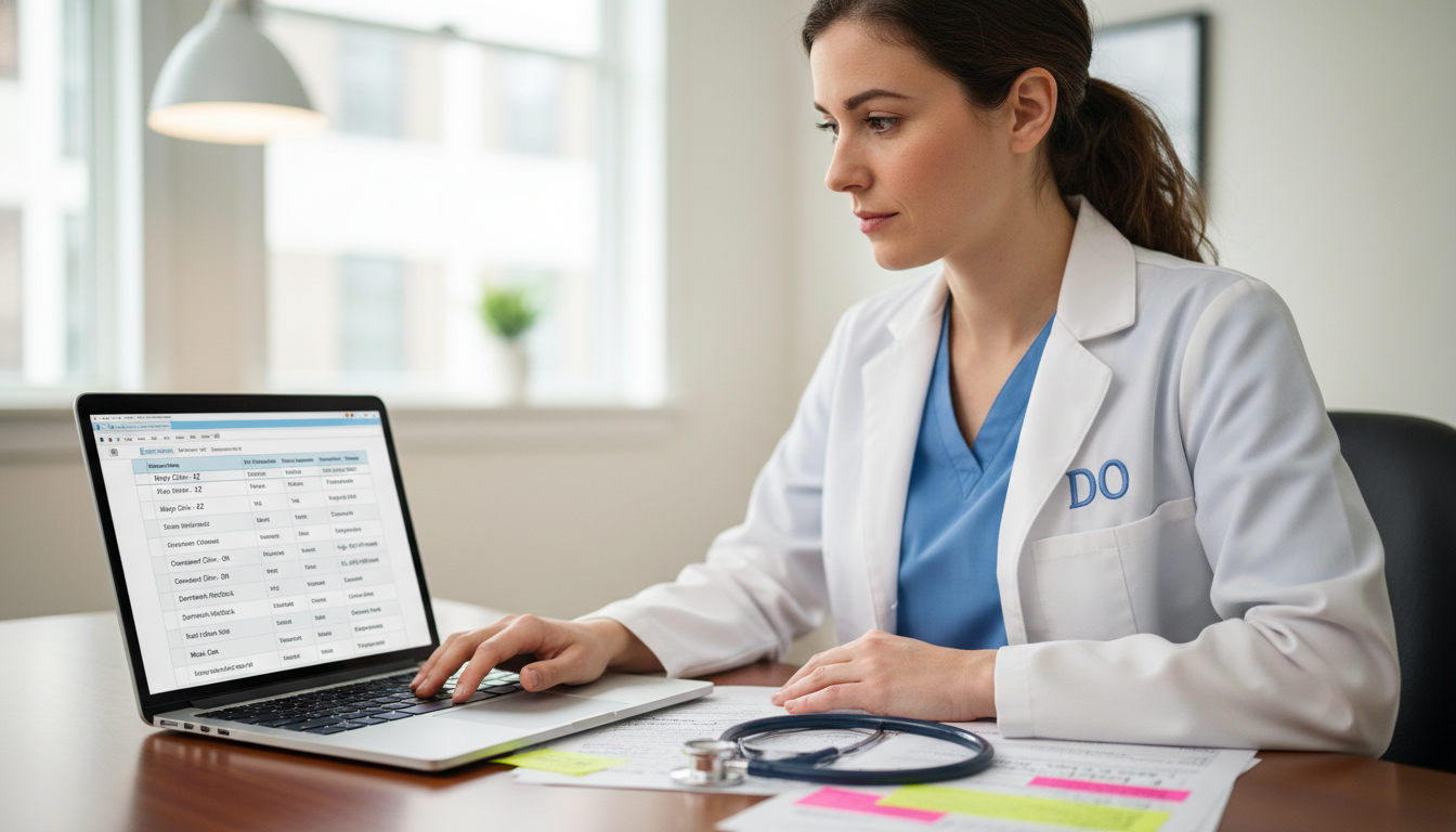 Resident using a structured spreadsheet to compare EM-IM residency programs Resident using a structured spreadsheet to compare EM-IM residency programs - DO graduate residency for How to Research Progr