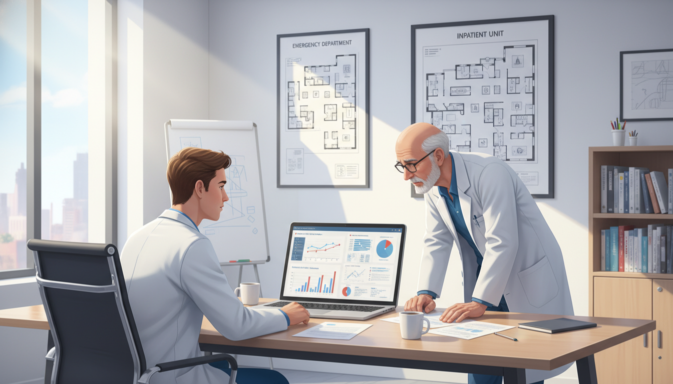 Emergency Medicine-Internal Medicine resident discussing research with mentor - DO graduate residency for Research During Res