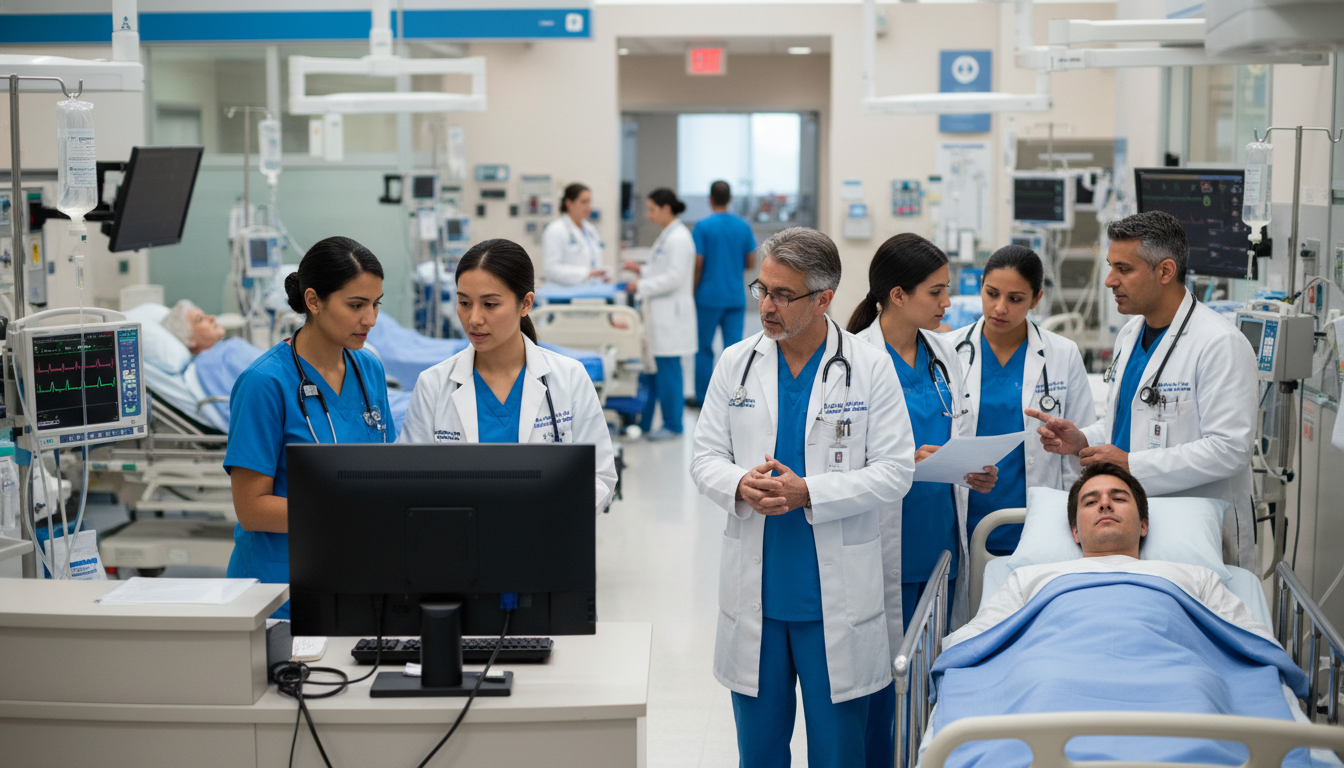 Emergency medicine resident team in a busy emergency department - DO graduate residency for Common Interview Questions for DO