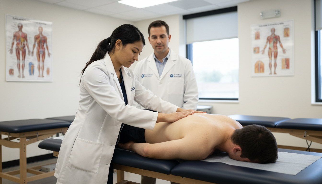 DO graduate practicing osteopathic manipulative treatment in clinical skills lab - DO graduate residency for Common Interview