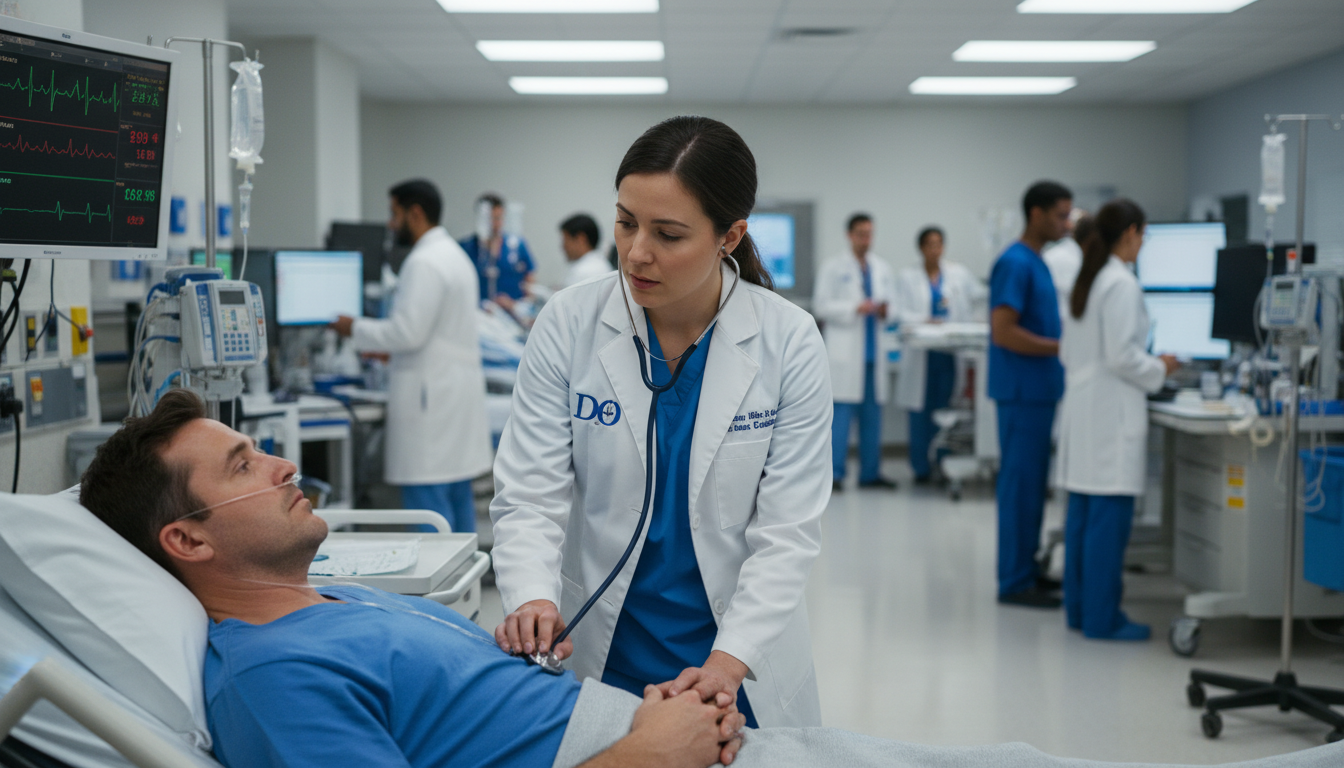 Emergency medicine resident working in a busy emergency department - DO graduate residency for Low Step Score Strategies for