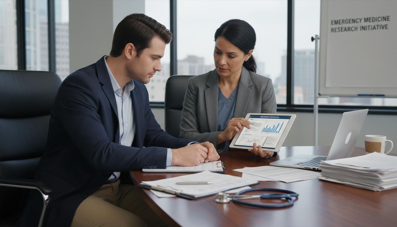 DO graduate collaborating with emergency medicine research mentor DO graduate collaborating with emergency medicine research mentor - DO graduate residency for Research Profile Building for D