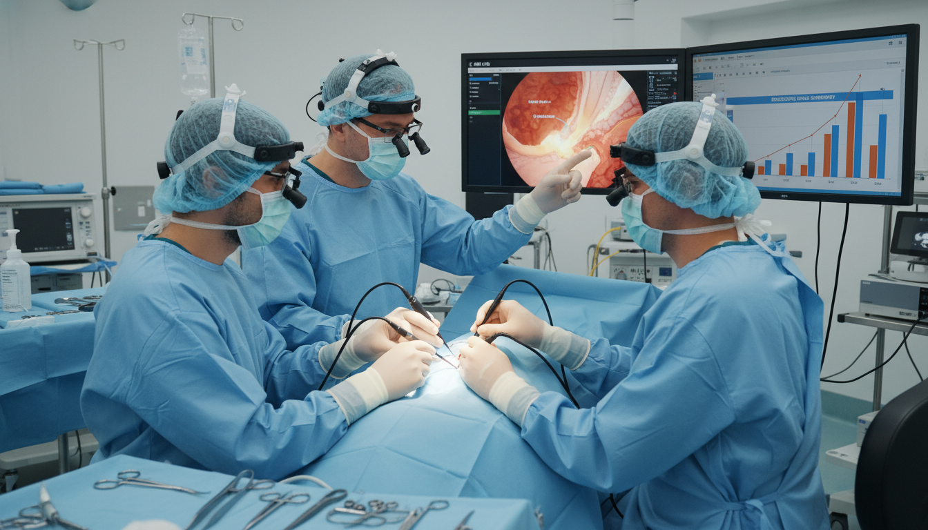 ENT residents performing sinus surgery in operating room - DO graduate residency for Case Volume Evaluation for DO Graduate i