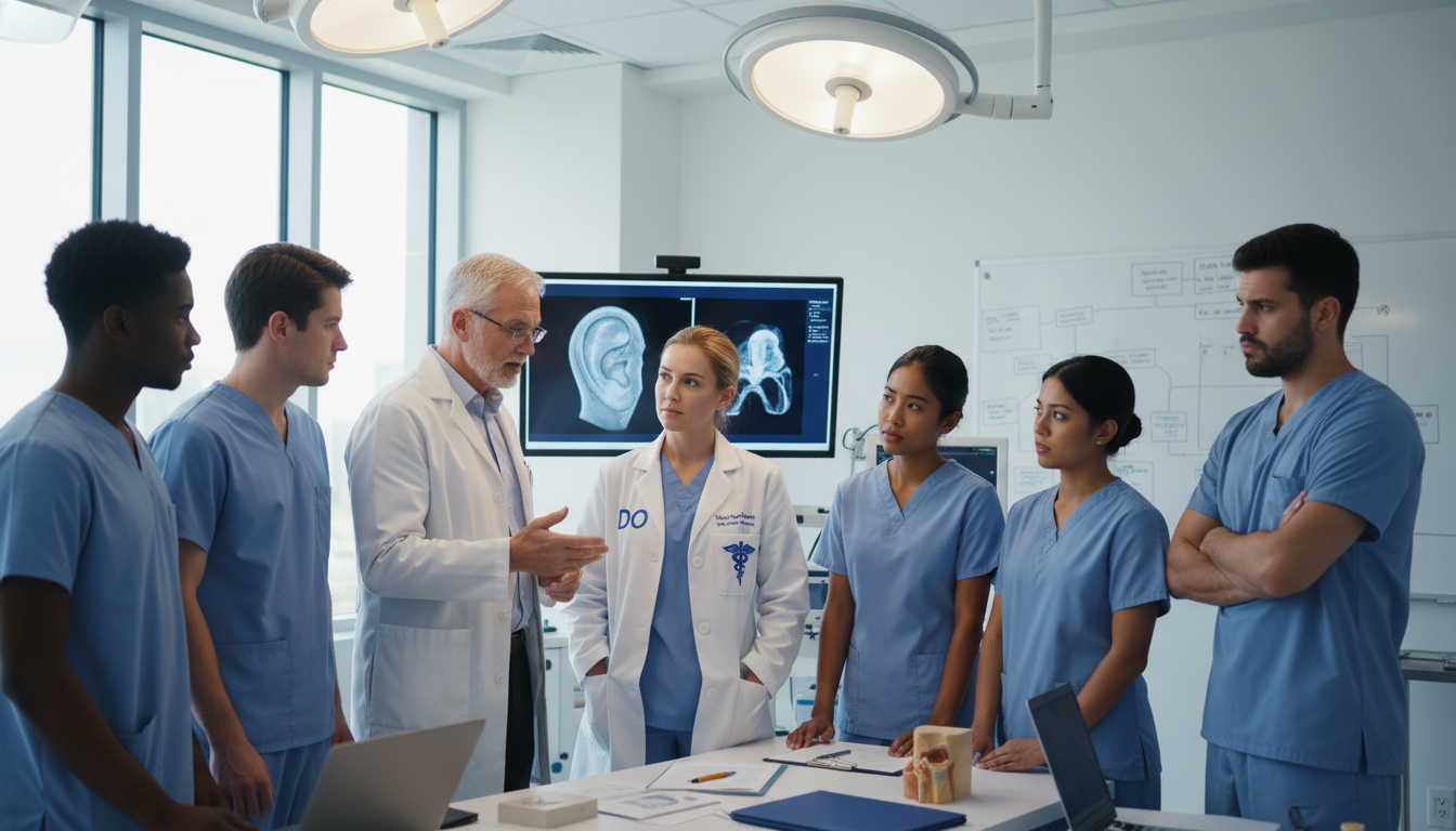 Otolaryngology residents in a preoperative briefing showing team dynamics Otolaryngology residents in a preoperative briefing showing team dynamics - DO graduate residency for Identifying Malignant P