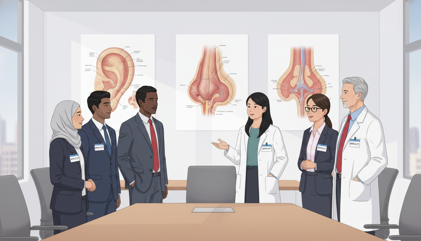 Otolaryngology residency applicant speaking with faculty after an interview day Otolaryngology residency applicant speaking with faculty after an interview day - DO graduate residency for Pre-Match Communi