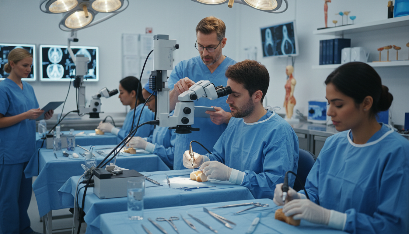 Otolaryngology residents in temporal bone lab Otolaryngology residents in temporal bone lab - DO graduate residency for Questions to Ask Programs for DO Graduate in Otolar