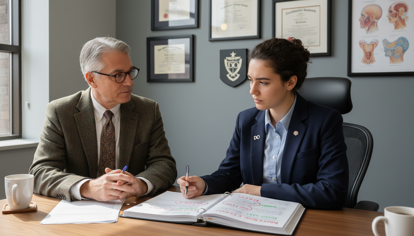 Medical graduate having a reflective advising session about residency red flags Medical graduate having a reflective advising session about residency red flags - DO graduate residency for Addressing Red Fl