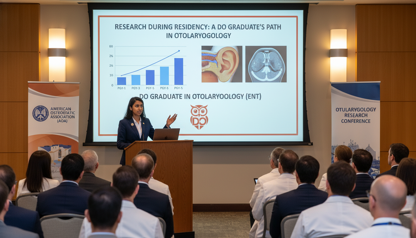 Otolaryngology resident presenting research at a conference - DO graduate residency for Research During Residency for DO Grad