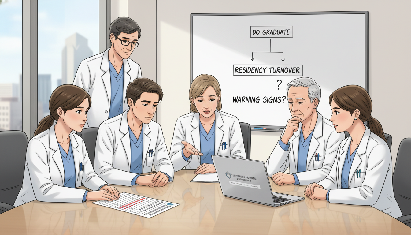 Otolaryngology residents and faculty reviewing program roster and discussing resident turnover Otolaryngology residents and faculty reviewing program roster and discussing resident turnover - DO graduate residency for Re