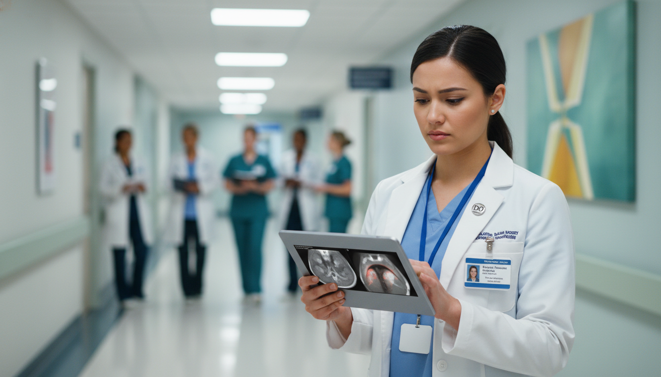 Otolaryngology Resident Reviewing Patient Cases - DO graduate residency for USMLE Step 2 CK Preparation for DO Graduate in Ot