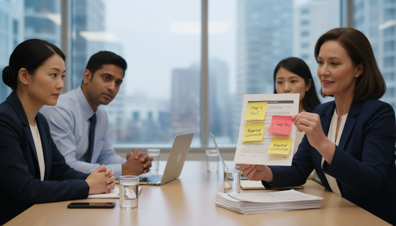 Program director reviewing a residency application with noted red flags Program director reviewing a residency application with noted red flags - DO graduate residency for Addressing Red Flags for