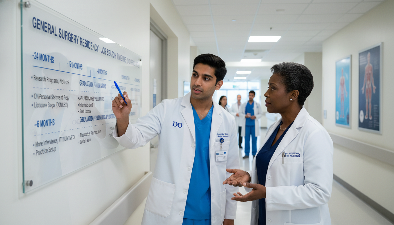 Timeline and planning for general surgery job search - DO graduate residency for Job Search Timing for DO Graduate in General