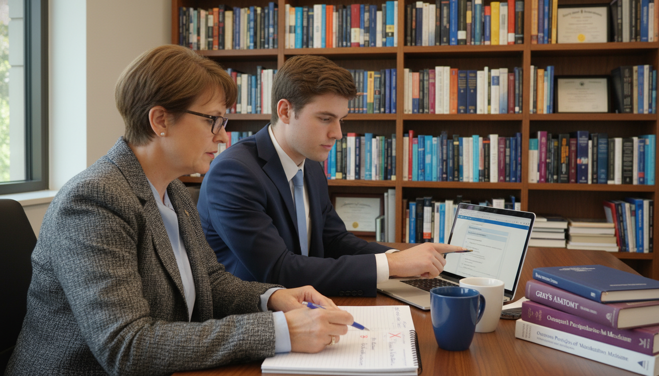 Osteopathic graduate meeting with faculty mentor to review red flags Osteopathic graduate meeting with faculty mentor to review red flags - DO graduate residency for Addressing Red Flags for DO