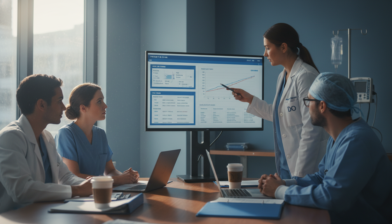 DO graduate collaborating on surgical research data - DO graduate residency for Research Profile Building for DO Graduate in