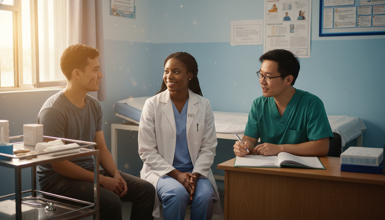 Resident doctor working in a global health clinic Resident doctor working in a global health clinic - DO graduate residency for Addressing Red Flags for DO Graduate in Global