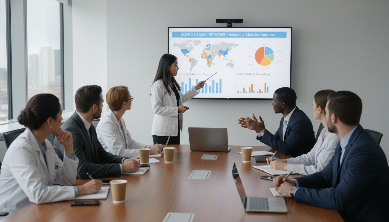 Osteopathic residents collaborating on research data in a global health residency track - DO graduate residency for Research