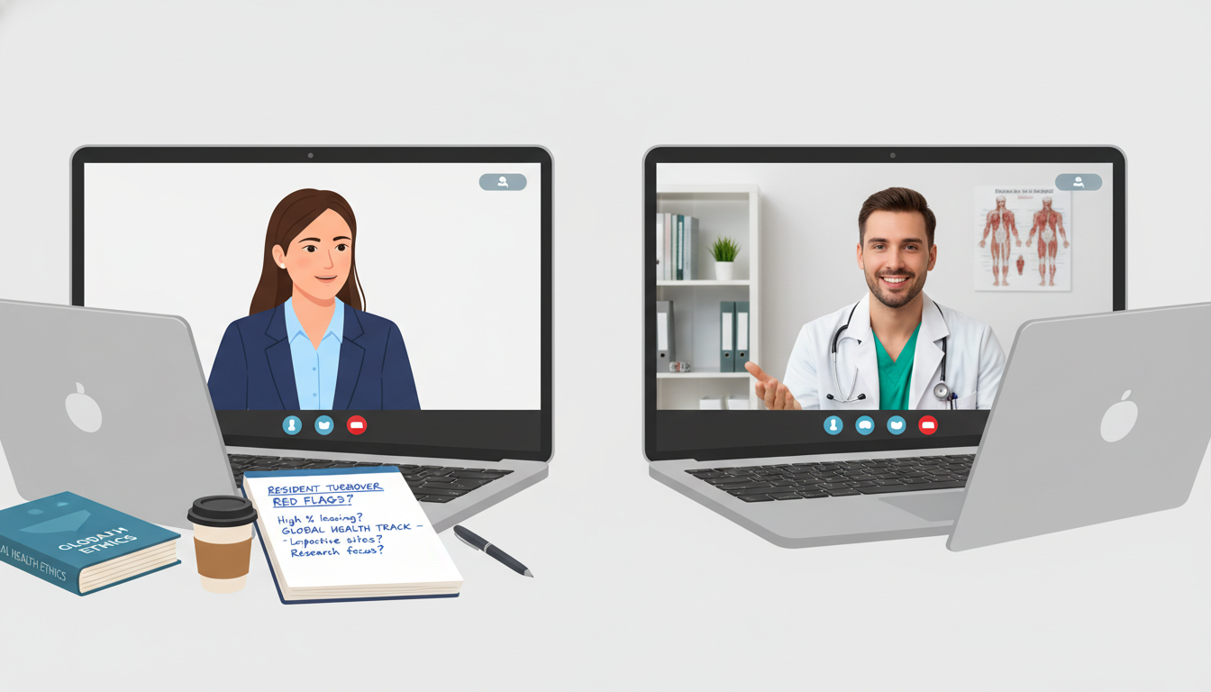 Residency applicant conducting virtual informational interview with current resident Residency applicant conducting virtual informational interview with current resident - DO graduate residency for Resident Tur