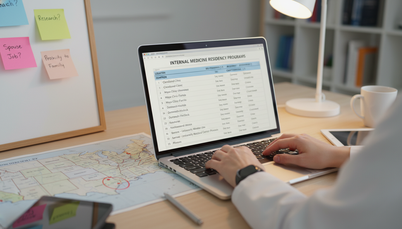 Medical graduate using spreadsheet to organize residency programs - DO graduate residency for Program Selection Strategy for