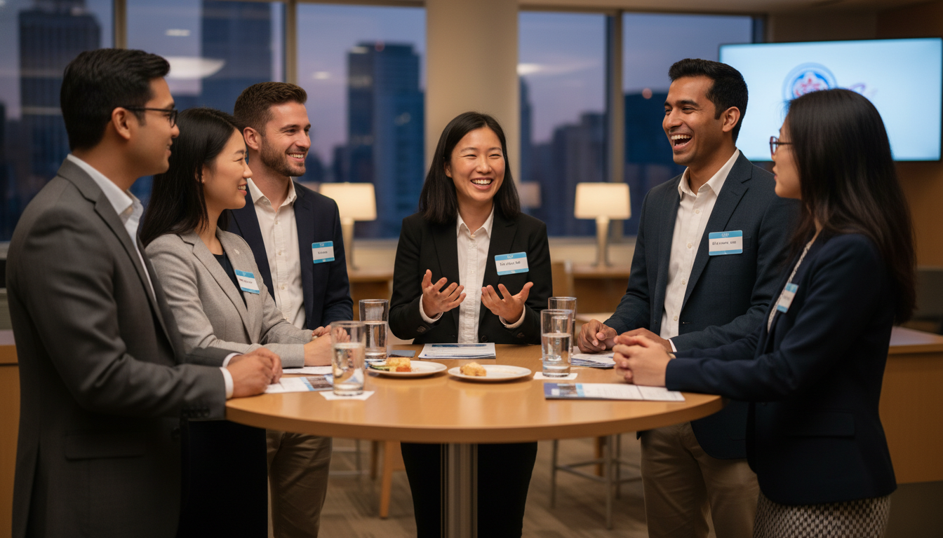 Internal medicine residents discussing program culture during a pre-interview social Internal medicine residents discussing program culture during a pre-interview social - DO graduate residency for Questions to