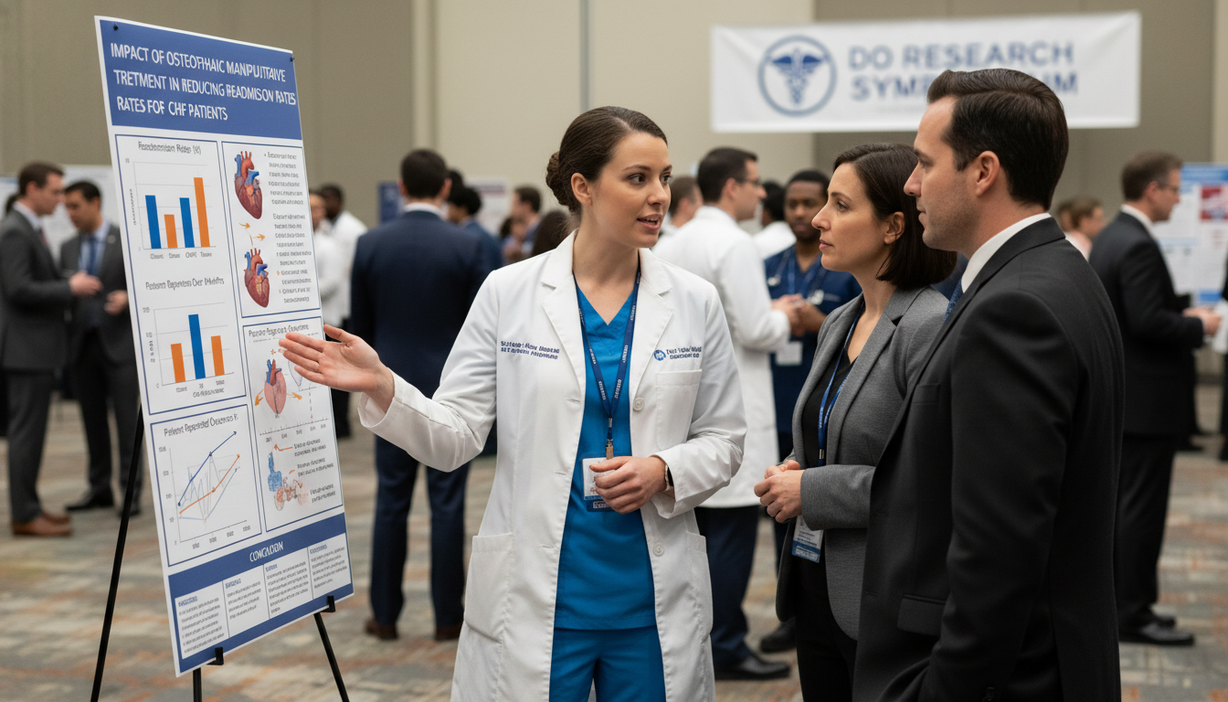 Internal medicine DO resident presenting a research poster Internal medicine DO resident presenting a research poster - DO graduate residency for Research During Residency for DO Gradu