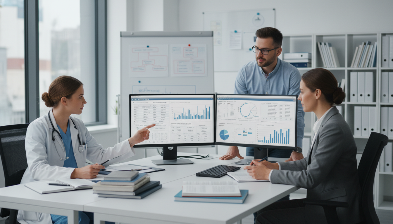Internal medicine research team analyzing data on computers Internal medicine research team analyzing data on computers - DO graduate residency for Research During Residency for DO Grad