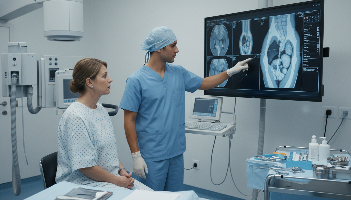 Interventional radiology resident explaining procedure to patient - DO graduate residency for Common Interview Questions for