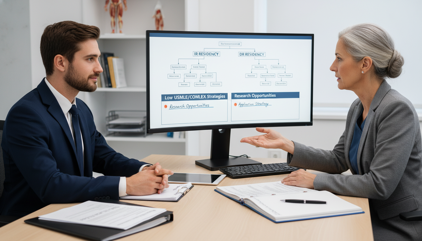 Osteopathic graduate comparing IR and DR residency pathways with advisor - DO graduate residency for Low Step Score Strategie
