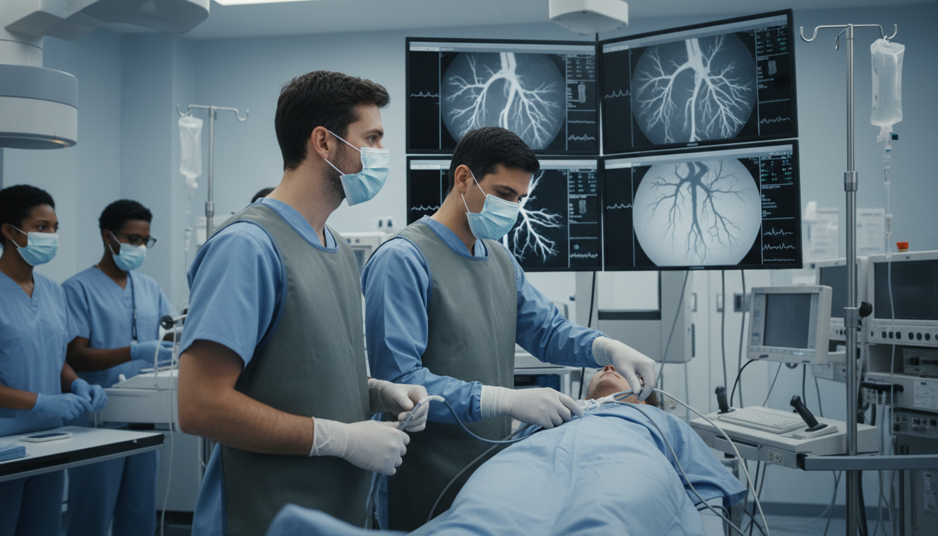 DO medical student in an interventional radiology suite observing procedures DO medical student in an interventional radiology suite observing procedures - DO graduate residency for Pre-Interview Prepar