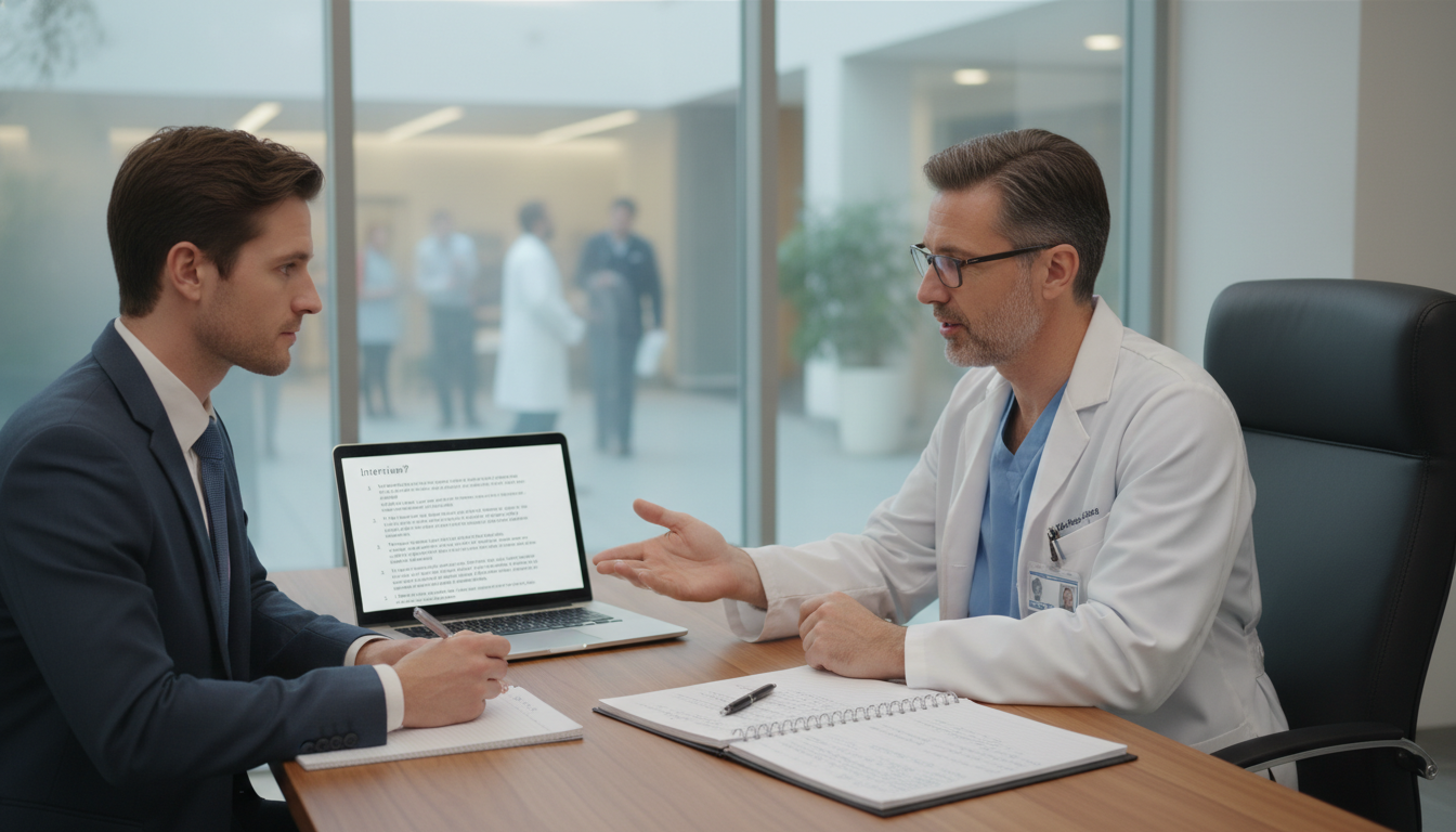 Residency applicant practicing interview skills with a mentor Residency applicant practicing interview skills with a mentor - DO graduate residency for Pre-Interview Preparation for DO Gr