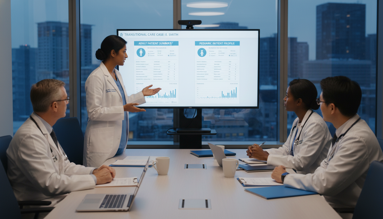 Medicine-Pediatrics resident discussing a complex transitional care case - DO graduate residency for Common Interview Questio