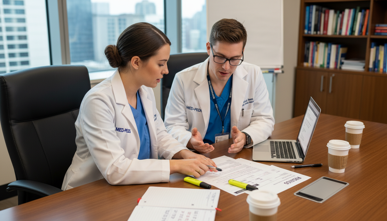 Resident mentor reviewing residency application strategy with DO student Resident mentor reviewing residency application strategy with DO student - DO graduate residency for Low Step Score Strategie