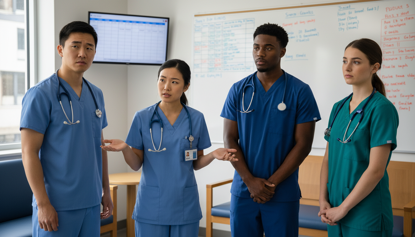 Med-Peds residents discussing residency program culture during a break Med-Peds residents discussing residency program culture during a break - DO graduate residency for Identifying Malignant Prog