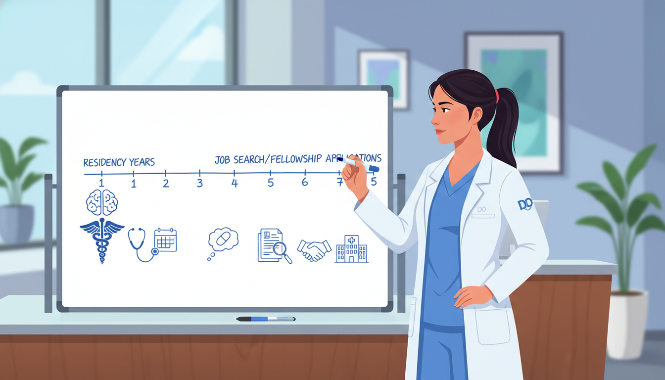Medicine-psychiatry DO resident mapping out job search timeline - DO graduate residency for Job Search Timing for DO Graduate