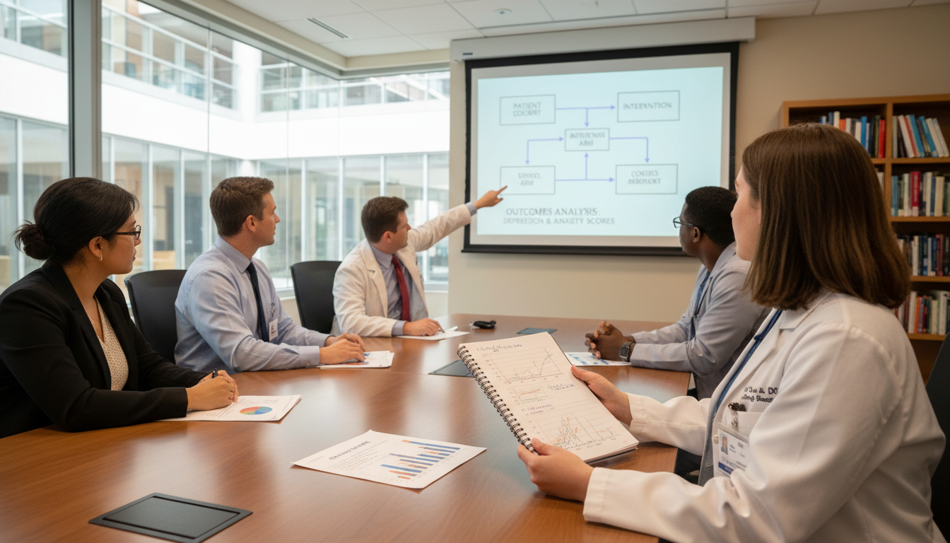 Medicine-psychiatry team meeting about integrated research project Medicine-psychiatry team meeting about integrated research project - DO graduate residency for Research During Residency for