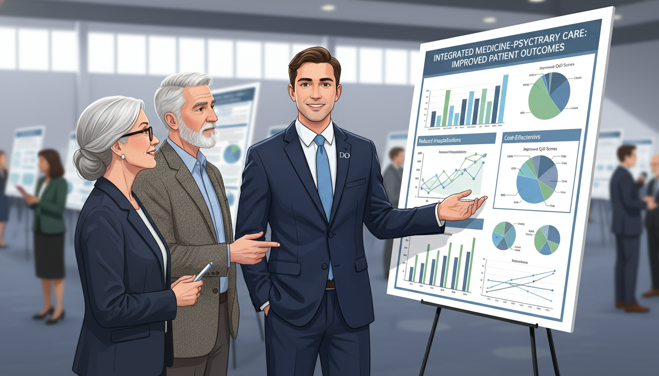 DO student presenting research poster at academic conference - DO graduate residency for Research Profile Building for DO Gra