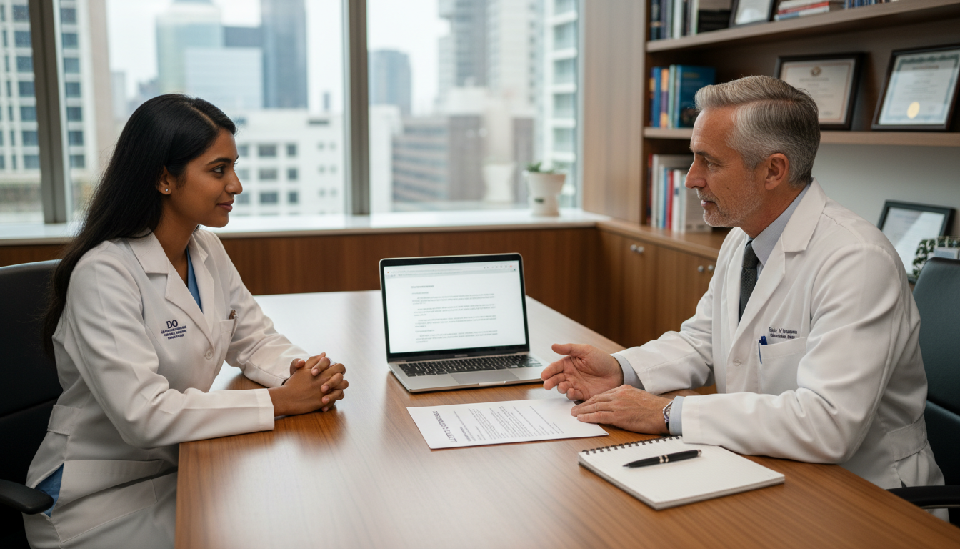 Medical student meeting with attending to request a letter of recommendation - DO graduate residency for Letters of Recommend