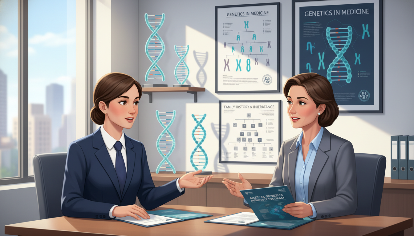 Residency applicant meeting with program director in genetics clinic - DO graduate residency for Identifying Malignant Progra