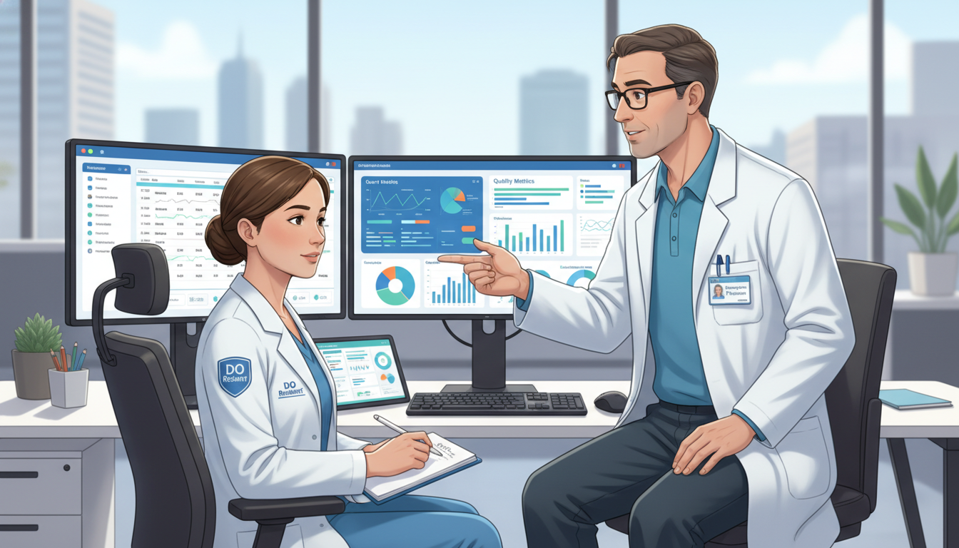 Resident physician working on clinical informatics project Resident physician working on clinical informatics project - DO graduate residency for Job Search Timing for DO Graduate in C