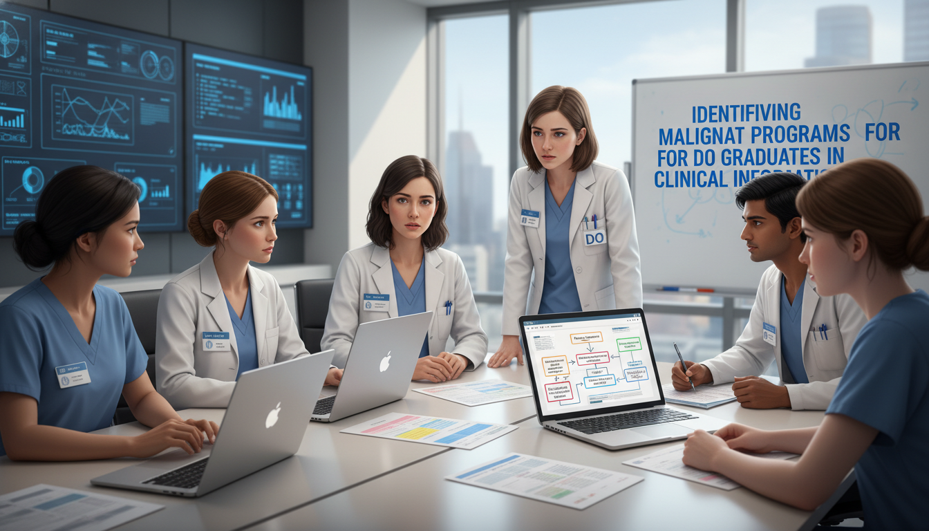 Clinical informatics fellows discussing program culture in a conference room Clinical informatics fellows discussing program culture in a conference room - DO graduate residency for Identifying Malignan