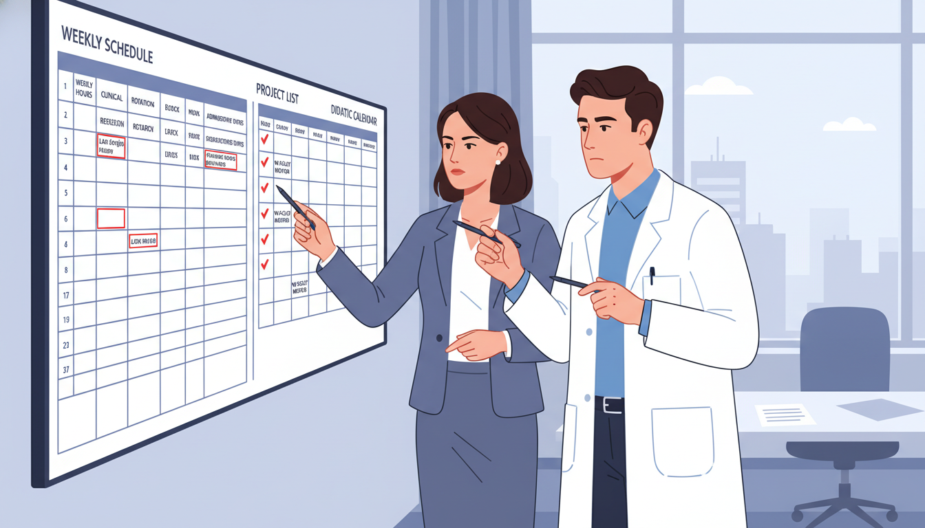 Program director and DO fellow reviewing clinical informatics curriculum and workload Program director and DO fellow reviewing clinical informatics curriculum and workload - DO graduate residency for Identifying