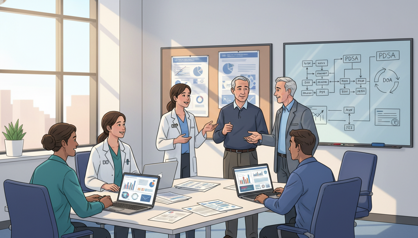 Residents and informatics mentors collaborating on a research project Residents and informatics mentors collaborating on a research project - DO graduate residency for Research During Residency f