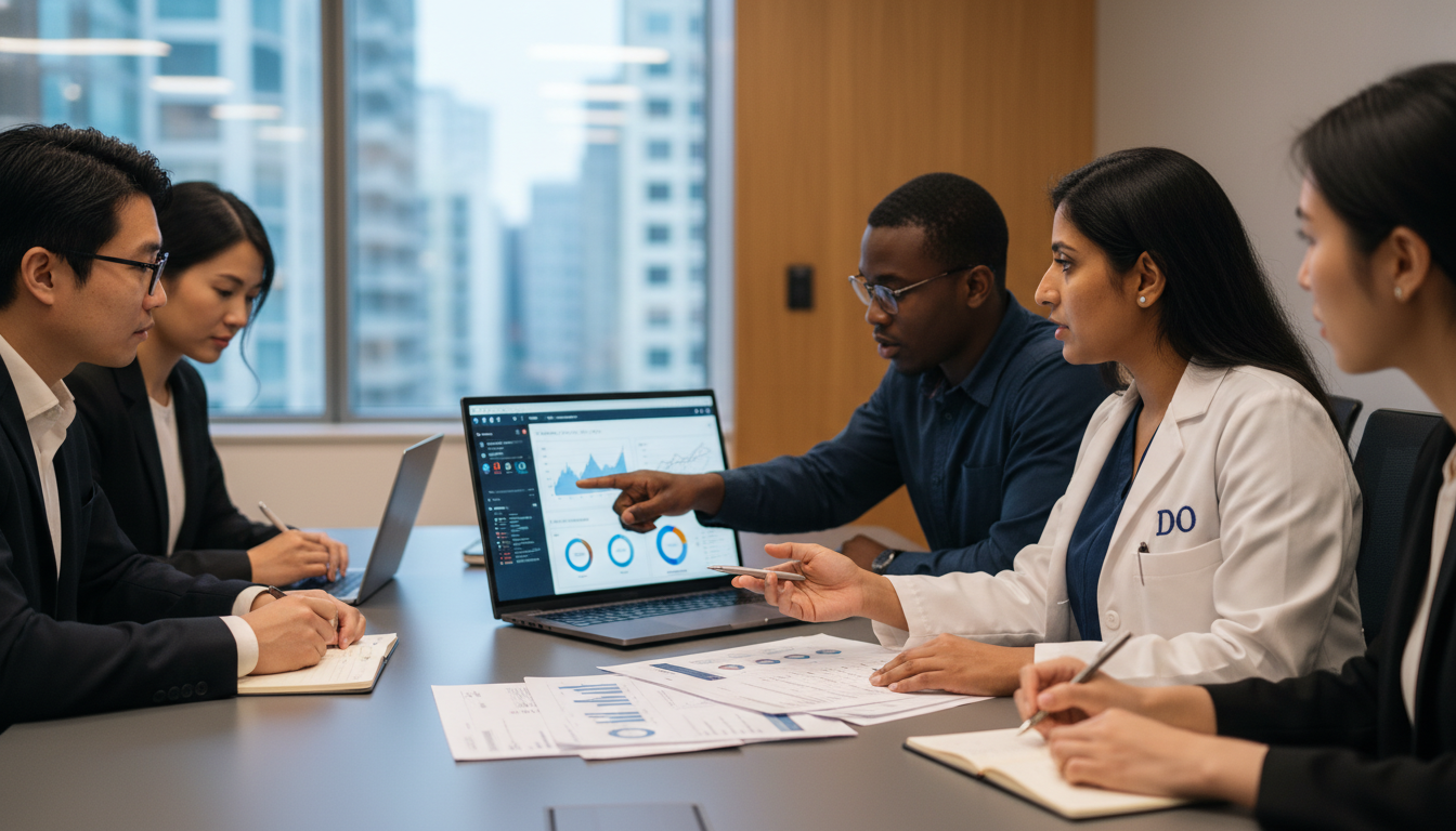 DO graduate collaborating on clinical informatics research project DO graduate collaborating on clinical informatics research project - DO graduate residency for Research Profile Building for