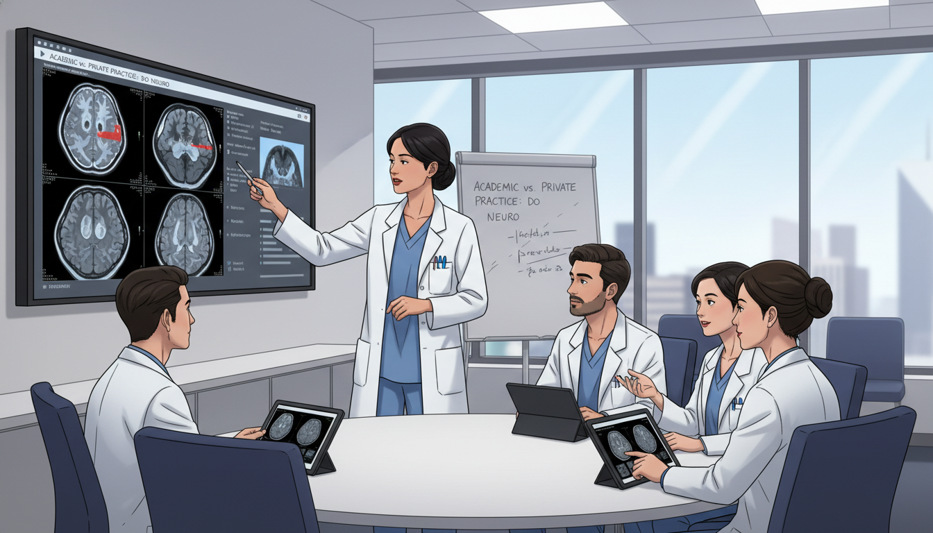 Neurologist teaching residents in an academic hospital setting Neurologist teaching residents in an academic hospital setting - DO graduate residency for Academic vs Private Practice for D