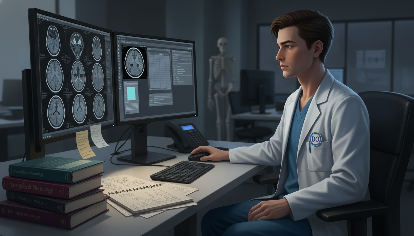DO neurology resident studying with brain imaging DO neurology resident studying with brain imaging - DO graduate residency for How to Research Programs for DO Graduate in Neu