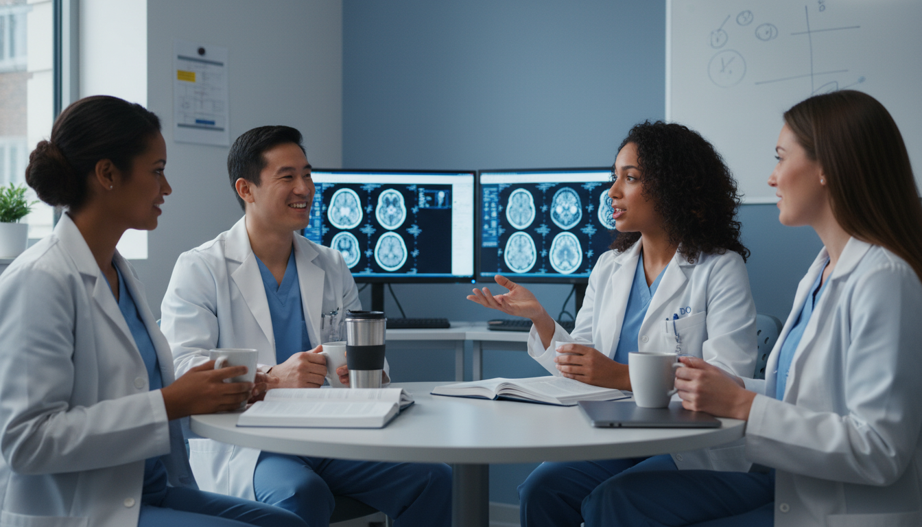 Neurology residents discussing program culture - DO graduate residency for Questions to Ask Programs for DO Graduate in Neuro